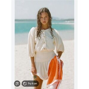Sabo xs towelling dress beach boho stretch butter yellow pool resort vacation